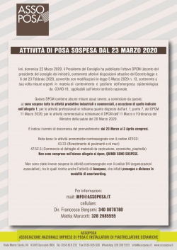 <div>ATTIVITÀ DI POSA SOSPESA DAL 23 MARZO 2020 (pagina in aggiornamento)</div>